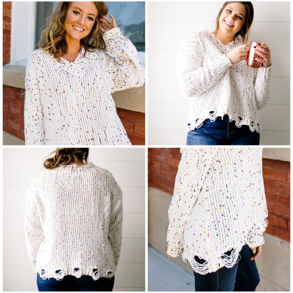 Don't Be A-Frayed Confetti Sweater
